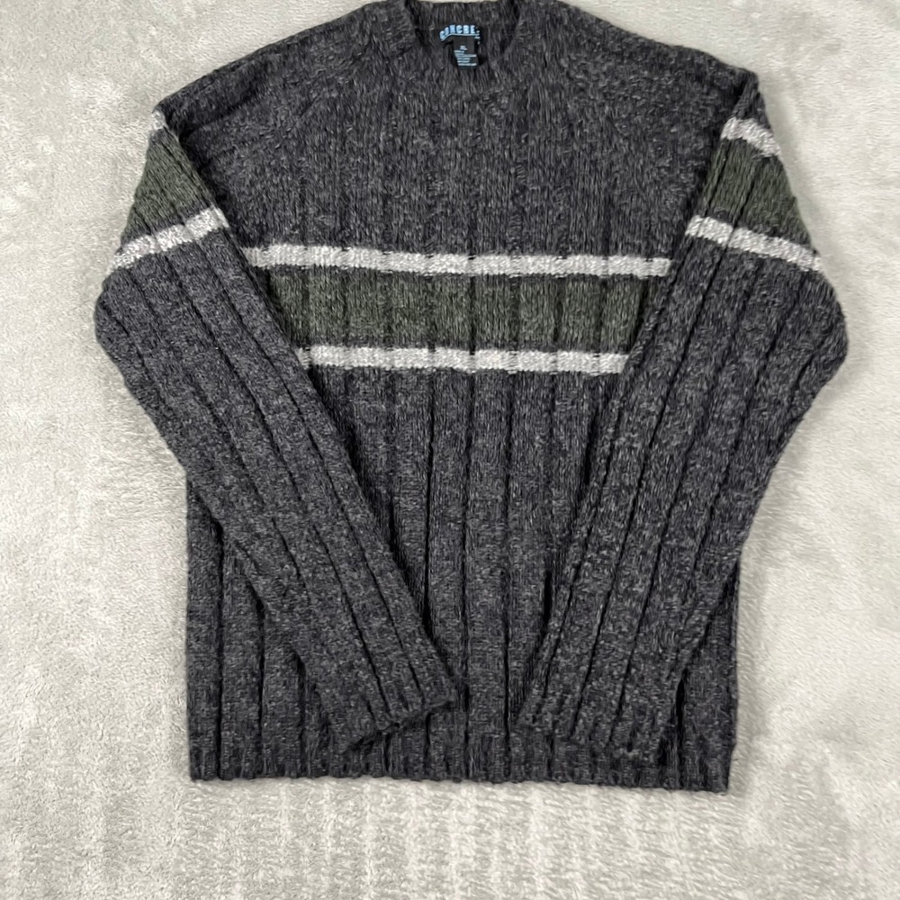 Concrete Mix Sweater L Grandpa 90s Minimalist Dad Style Old Money Preppy Hipster - Picture 6 of 8